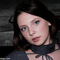 34DD hottie locked in iron shackles and breast whipped