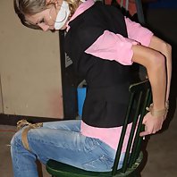 Irena cleavegagged struggling to get out of her chair