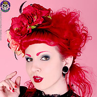 stacked sexy rubber red fetish girl with lace top