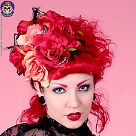 stacked sexy rubber red fetish girl with lace top