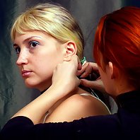 Humble leashed girlie rides exercise bike topless