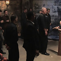 Jade Indica is bound helpless and used by a roomful of horny men and women