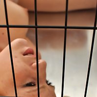 Scarlot Rose put in a dog cage, stripped naked and made to plead to be let free