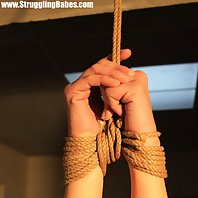 Joja bound ballgagged timid by the ropes