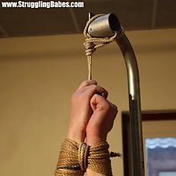 Anouk kept in place ballgagged tit-grabbed