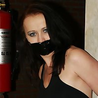Emma pole-tied tapegagged tit-grabbed