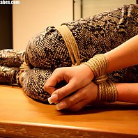 Adrienne table-tied cleavegagged