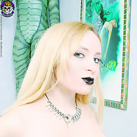 Spooky young blond in Horror mansion