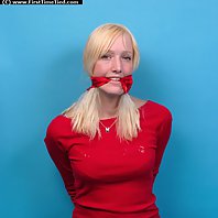 Meet Veronika. She is handcuffed the very first time in her life. She is cuffed and cleave gagged in