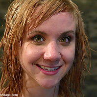 Predicament is shown with a floor mounted dildo and clit-jet